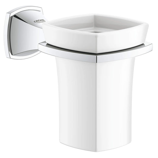 GROHE 40626000 Grandera Chrome Ceramic Tumbler with Holder