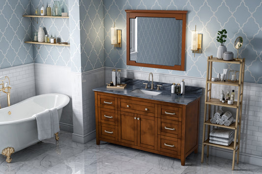 JEFFREY ALEXANDER VKITCHA60SCHMGR 60" Chocolate Chatham Vanity, Grey Marble Vanity Top, undermount rectangle bowl