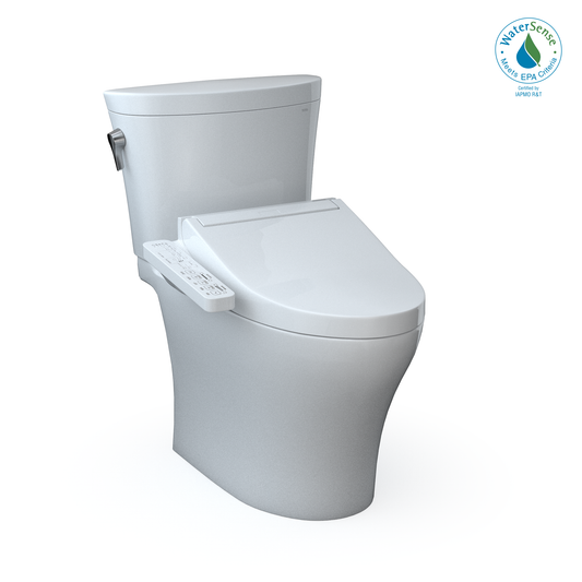 TOTO MW4483074CEMFGN#01 WASHLET+ Aquia IV Arc Two-Piece Elongated Dual Flush 1.28 and 0.9 GPF Toilet with C2 Bidet Seat , Cotton White