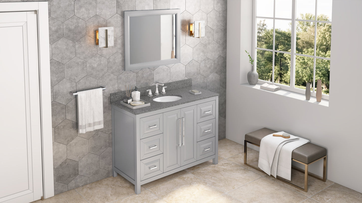 JEFFREY ALEXANDER VKITCAD48GRBOO 48" Grey Cade Vanity, Boulder Cultured Marble Vanity Top, undermount oval bowl