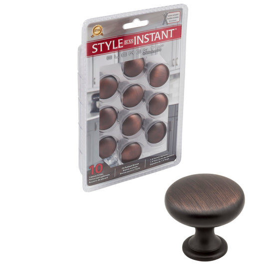 ELEMENTS 3910-DBAC-R 1-3/16" Diameter Brushed Oil Rubbed Bronze Madison Retail Packaged Cabinet Mushroom Knob