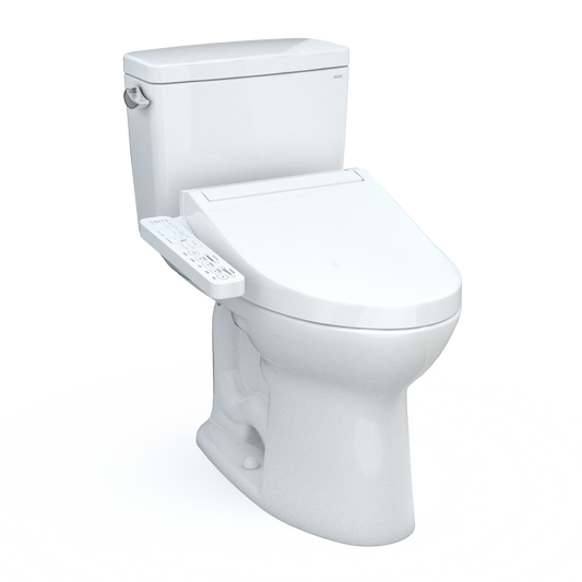 TOTO MW7763074CSFG.10#01 Drake WASHLET+ Two-Piece Elongated 1.6 GPF Universal Height TORNADO FLUSH Toilet with C2 Bidet Seat , Cotton White