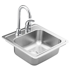 MOEN KGS2045622BQ 2000 Series 15"x15" stainless steel 20 gauge single bowl drop in sink