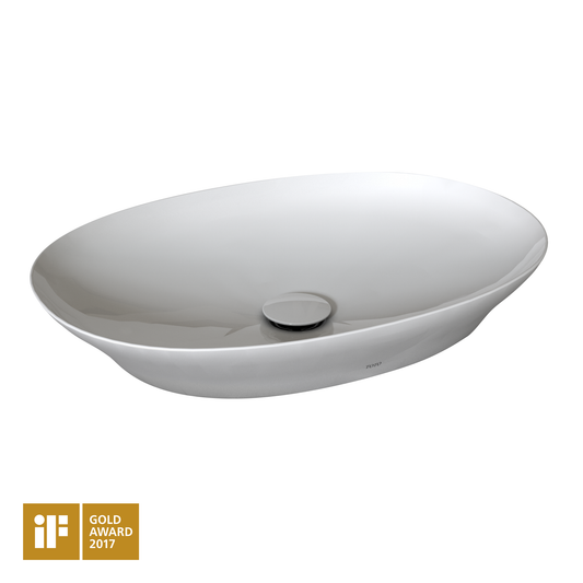 TOTO LT474G#01 Kiwami Oval 24 Inch Vessel Bathroom Sink with CEFIONTECT , Cotton White