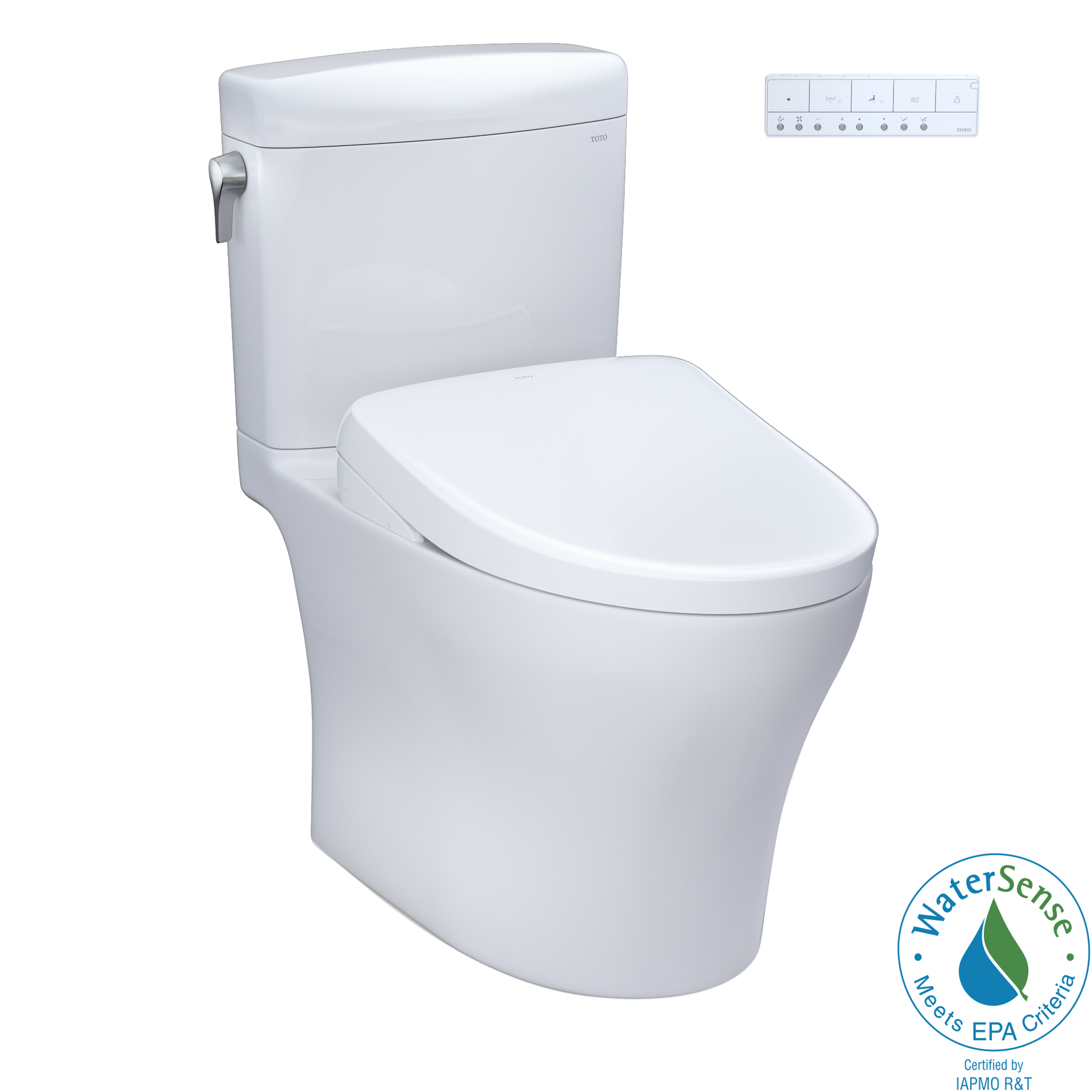 TOTO MW4364736CEMFGN#01 WASHLET+ Aquia IV Cube Two-Piece Elongated Dual Flush 1.28 and 0.9 GPF Toilet with S7A Contemporary Bidet Seat , Cotton White