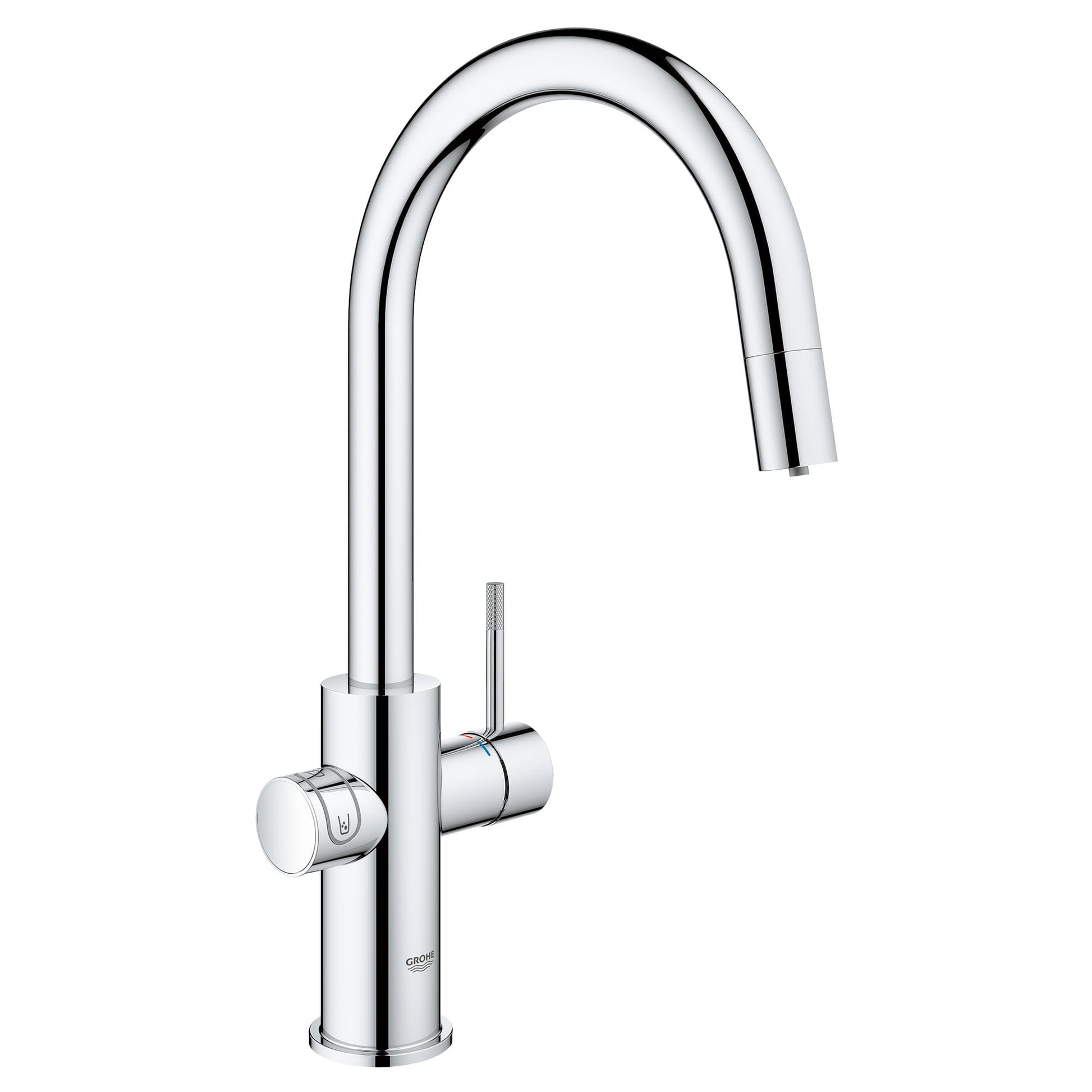 GROHE 31251002 Blue Chrome Single-Handle Pull Down Kitchen Faucet Single Spray 1.75gpm With Chilled & Sparkling Water