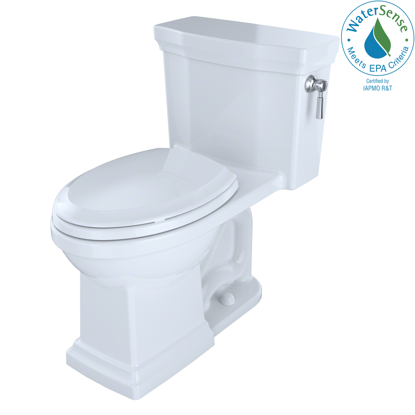 TOTO MS814224CEFRG#01 Promenade II One-Piece Elongated 1.28 GPF Universal Height Toilet with CEFIONTECT and Right-Hand Trip Lever , Cotton White