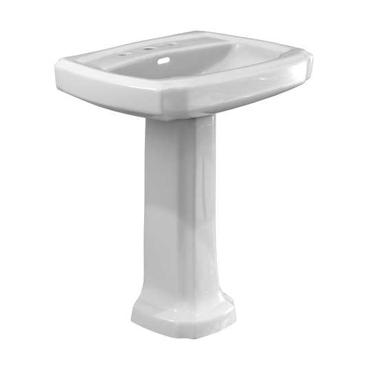 TOTO LPT970.8#01 Guinevere 27-1/8" x 19-7/8" Rectangular Pedestal Bathroom Sink for 8 Inch Center Faucets , Cotton White