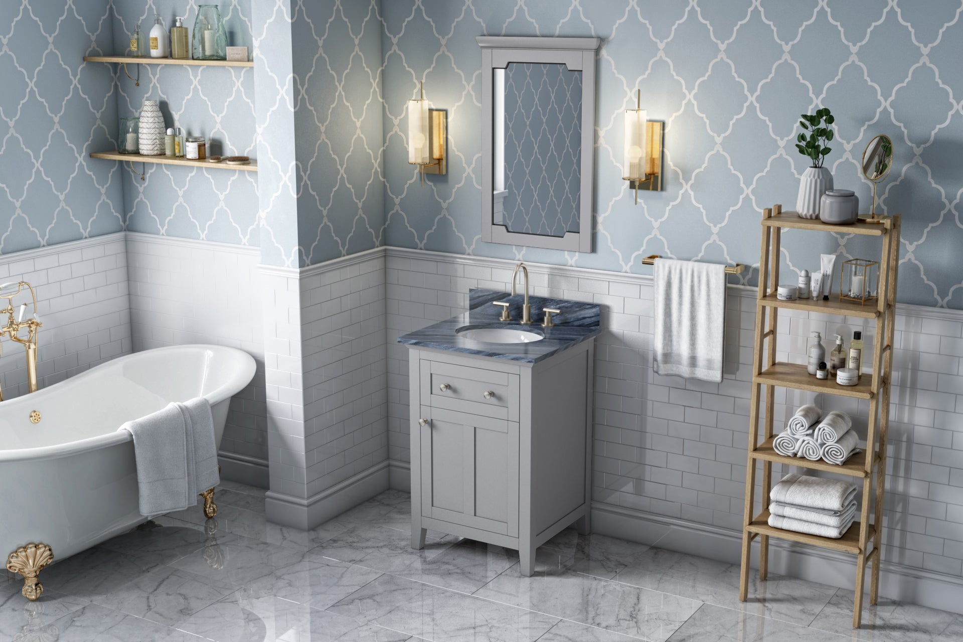 JEFFREY ALEXANDER VKITCHA24GRMGO 24" Grey Chatham Vanity, Grey Marble Vanity Top, undermount oval bowl