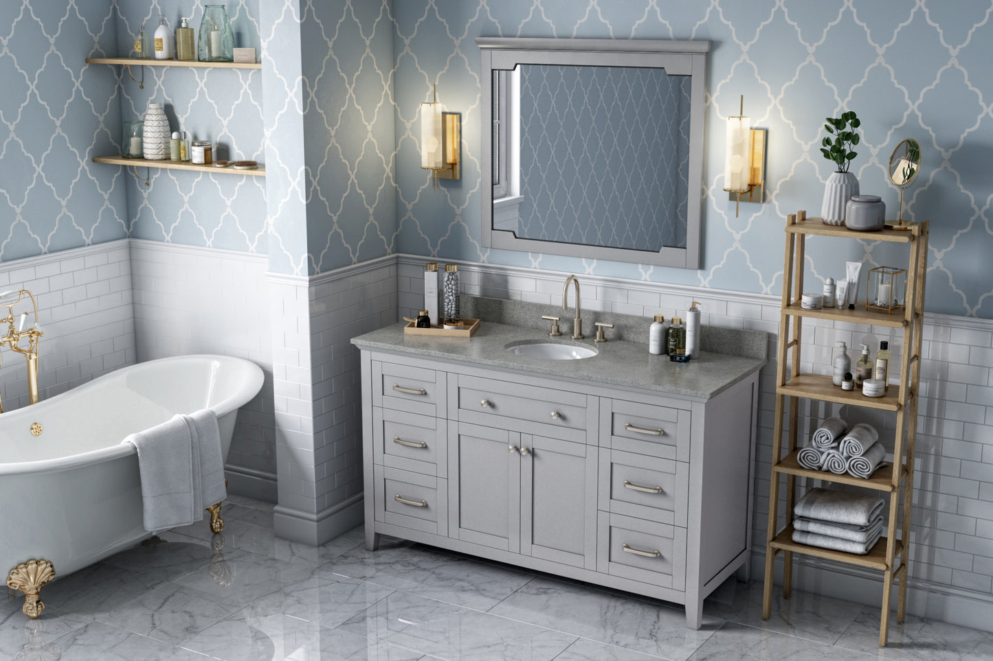 JEFFREY ALEXANDER VKITCHA60SGRSGO 60" Grey Chatham Vanity, Steel Grey Cultured Marble Vanity Top, undermount oval bowl