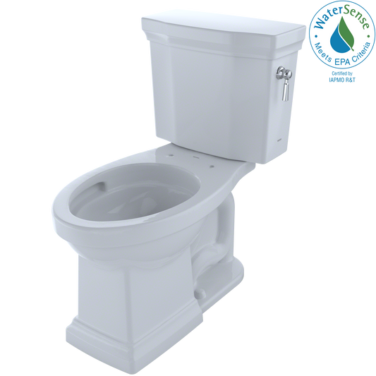 TOTO CST404CEFRG#01 Promenade II Two-Piece Elongated 1.28 GPF Universal Height Toilet with CEFIONTECT and Right-Hand Trip Lever , Cotton White