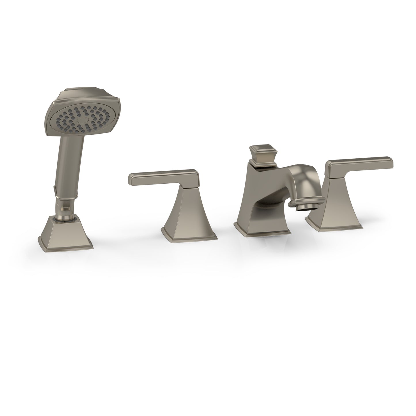 TOTO TB221S#BN Connelly Two Handle Deck-Mount Roman Tub Filler Trim with Hand Shower , Brushed Nickel