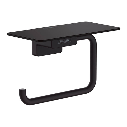 HANSGROHE 41772670 Matte Black AddStoris Modern Roll Holder with Shelf