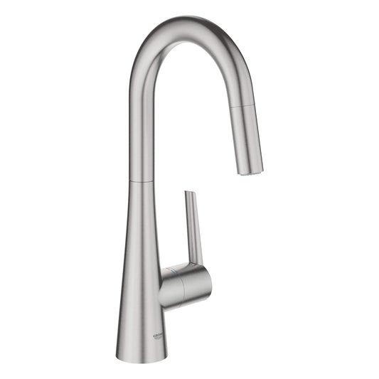GROHE 32283DC3 Grohe Zedra Supersteel Single-Handle Pull Down Dual Spray Prep Faucet 1.75 GPM