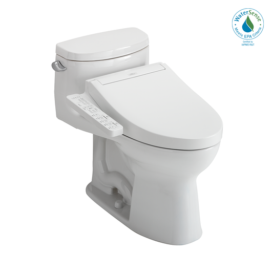 TOTO MW6343074CEFG#01 WASHLET+ Supreme II One-Piece Elongated 1.28 GPF Toilet and WASHLET+ C2 Bidet Seat , Cotton White