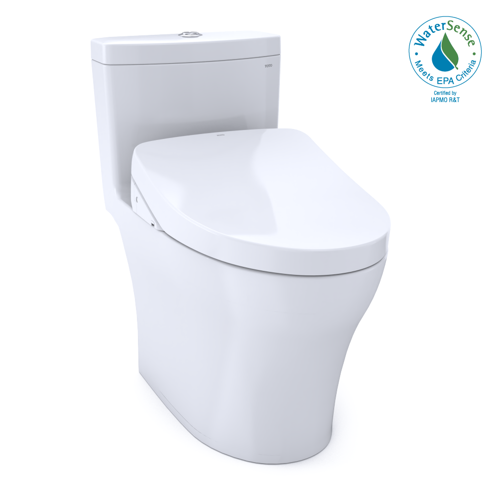 TOTO MW6463046CEMFGN#01 WASHLET+ Aquia IV One-Piece Elongated Dual Flush 1.28 and 0.9 GPF Toilet with S500e Electric Bidet Seat , Cotton White