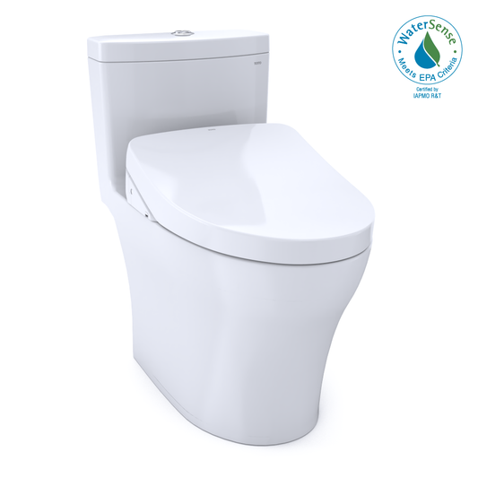 TOTO MW6463046CEMFGN#01 WASHLET+ Aquia IV One-Piece Elongated Dual Flush 1.28 and 0.9 GPF Toilet with S500e Electric Bidet Seat , Cotton White