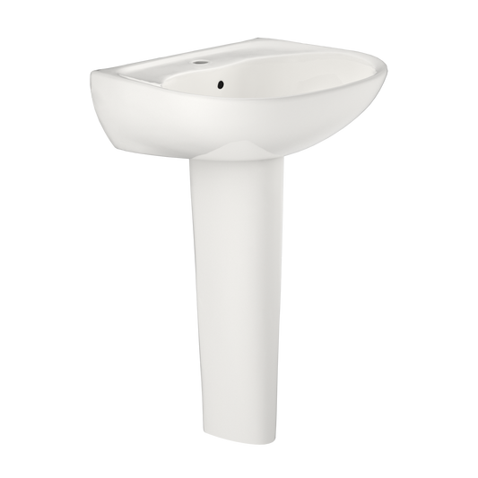 TOTO LPT241G#11 Supreme Oval Basin Pedestal Bathroom Sink with CeFiONtect for Single Hole Faucets , Colonial White