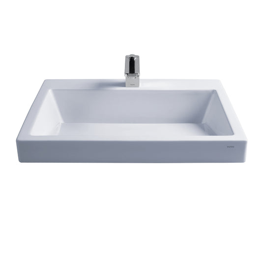 TOTO LT171G#01 Kiwami Renesse Design I Rectangular Fireclay Vessel Bathroom Sink with CEFIONTECT for Single Hole Faucets , Cotton White