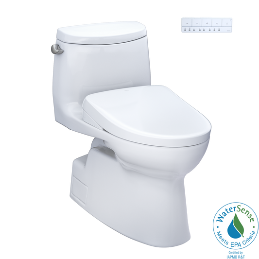 TOTO MW6144726CEFGA#01 WASHLET+ Carlyle II One-Piece Elongated 1.28 GPF Toilet with Auto Flush WASHLET+ S7 Contemporary Bidet Seat , Cotton White