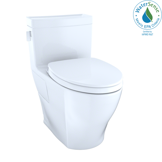 TOTO MS624124CEFG#01 Legato WASHLET+ One-Piece Elongated 1.28 GPF Universal Height Skirted Toilet with CEFIONTECT , Cotton White