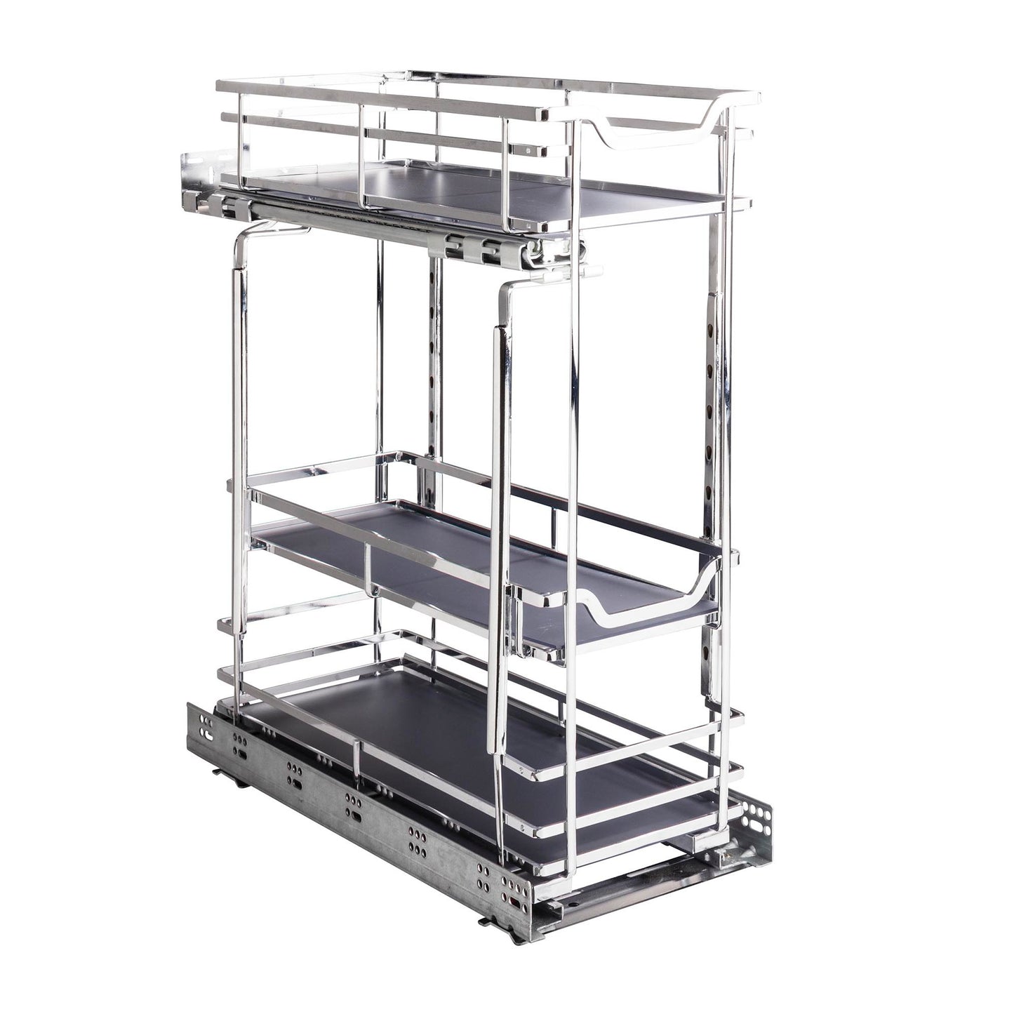 HARDWARE RESOURCES SWS-BPO8PC 8" Polished Chrome STORAGE WITH STYLE® Metal "No Wiggle" Soft-close Base Pullout