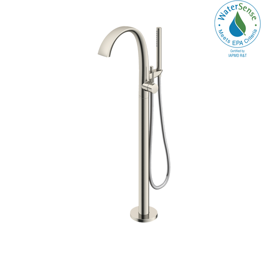 TOTO TBP01301U#BN ZN Single-Handle Freestanding Tub Filler Faucet with 1.75 GPM Handshower , Brushed Nickel