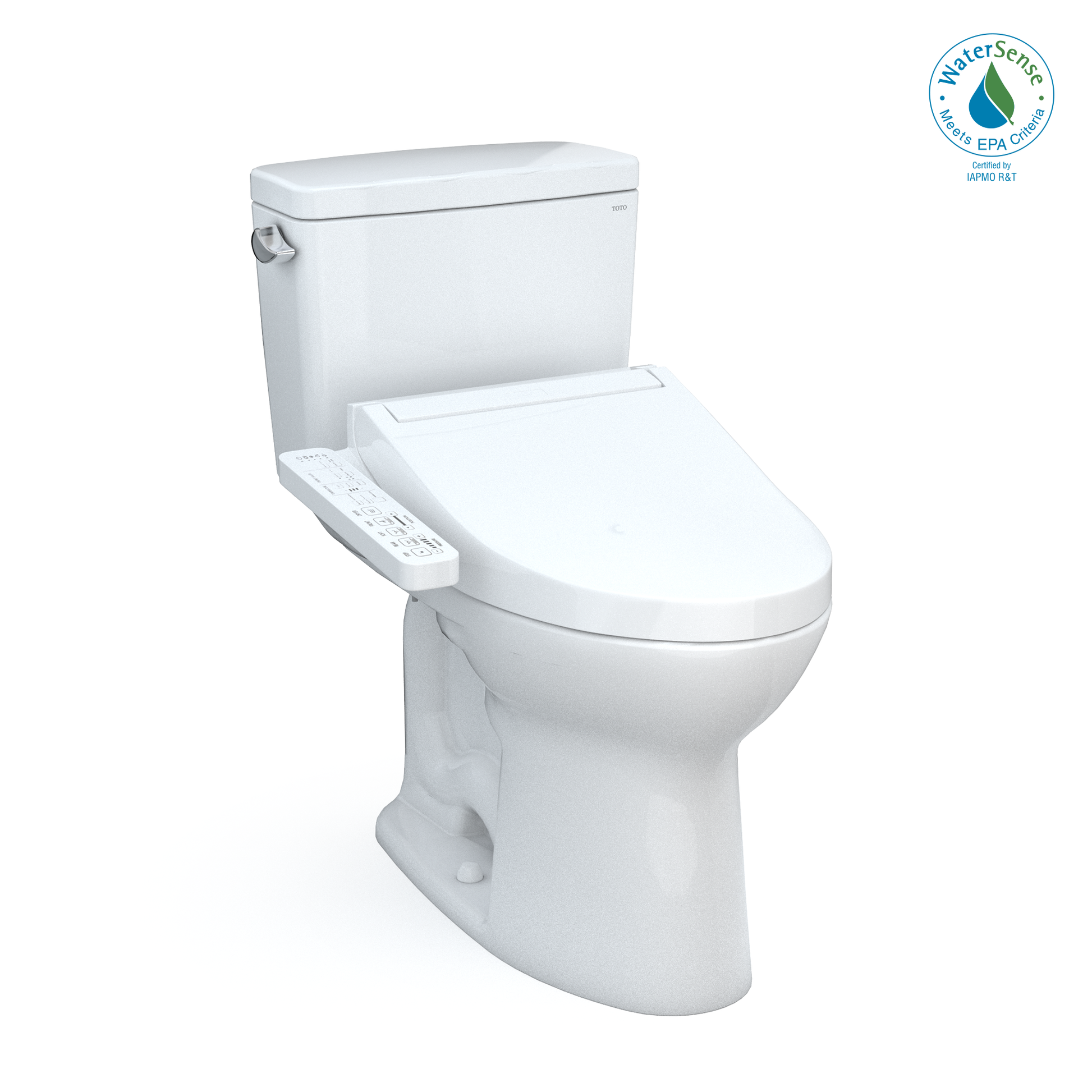 TOTO MW7763074CEG#01 Drake WASHLET+ Two-Piece Elongated 1.28 GPF TORNADO FLUSH Toilet with C2 Bidet Seat , Cotton White