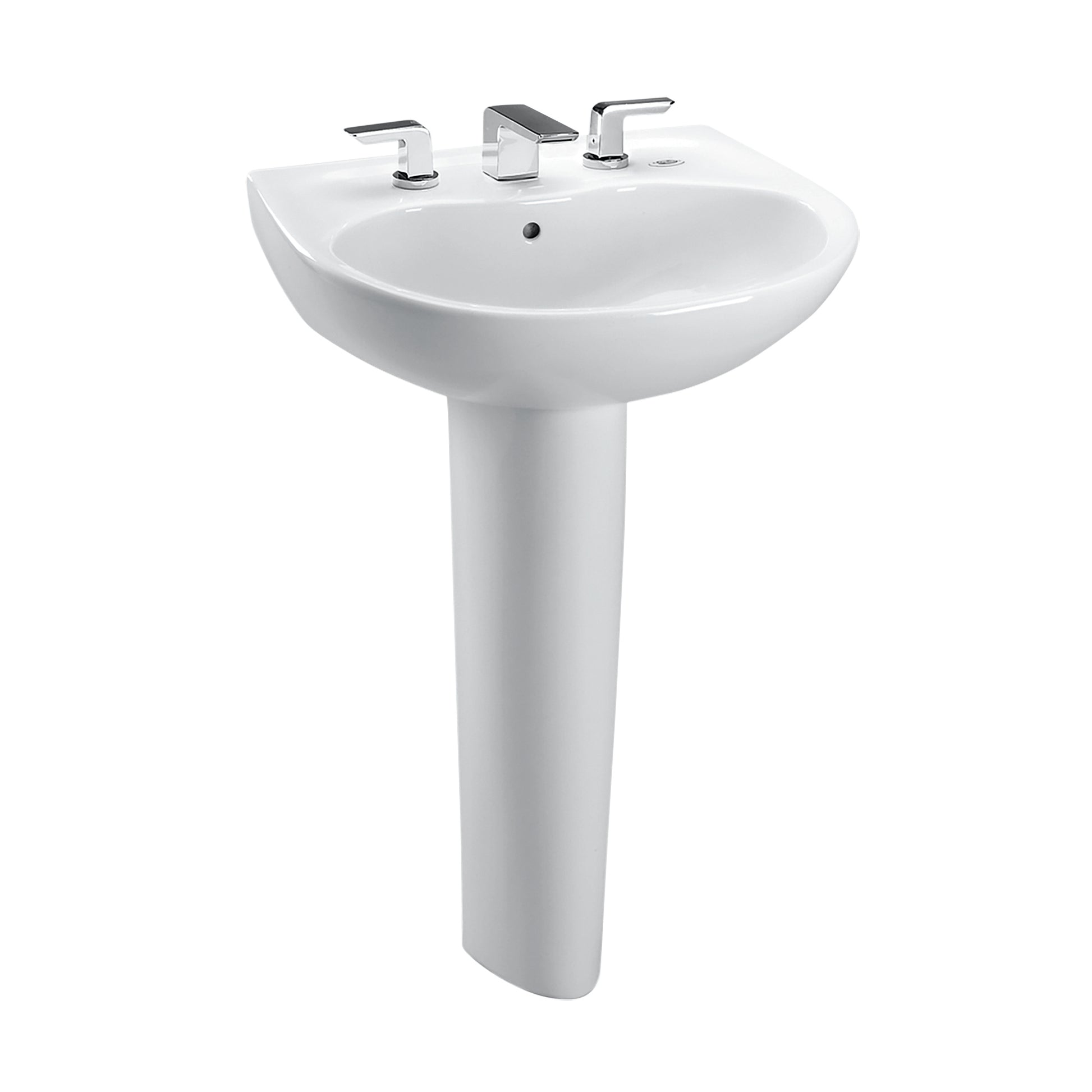 TOTO LPT242.4G#01 Prominence Oval Basin Pedestal Bathroom Sink with CEFIONTECT for 4 inch Center Faucets , Cotton White