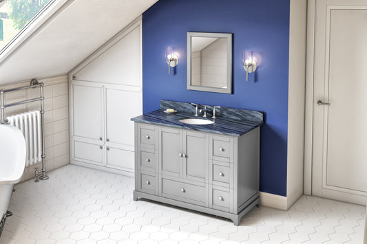 JEFFREY ALEXANDER VKITADD48GRMGO 48" Grey Addington Vanity, Grey Marble Vanity Top, undermount oval bowl