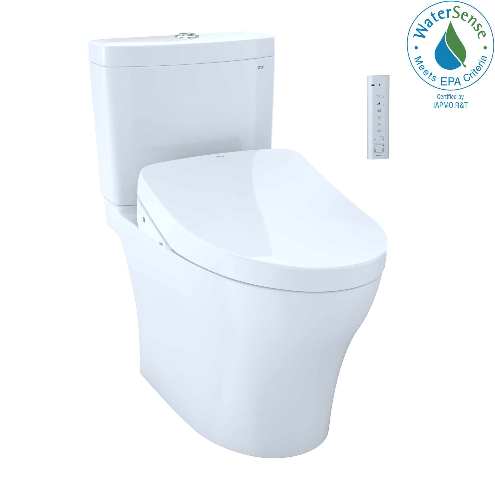 TOTO MW4463046CEMFGN#01 WASHLET+ Aquia IV Two-Piece Elongated Dual Flush 1.28 and 0.9 GPF Toilet with S500e Bidet Seat , Cotton White