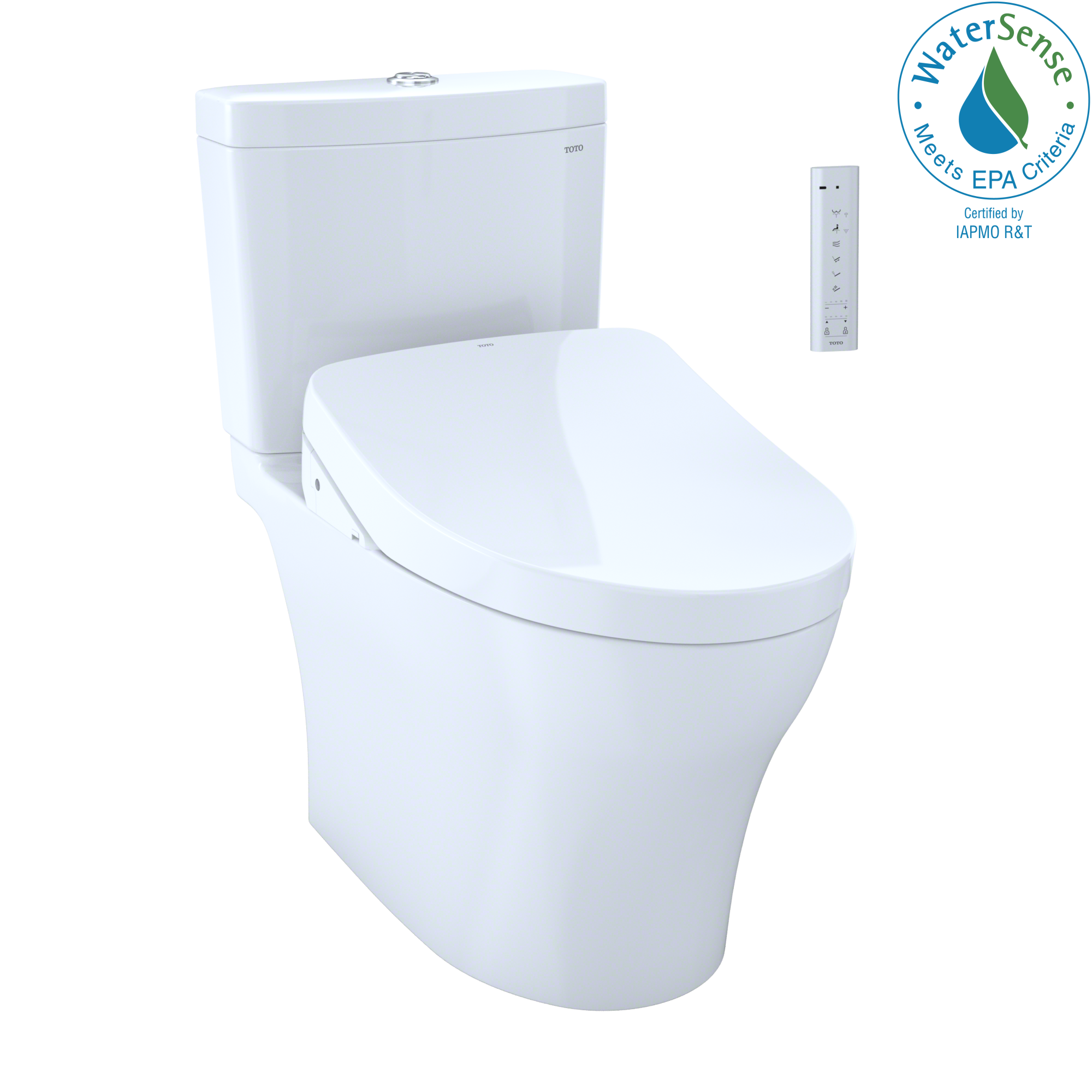 TOTO MW4463056CEMGNA#01 WASHLET+  Aquia IV Two-Piece Elongated Dual Flush 1.28 and 0.9 GPF Toilet and with Auto Flush S550e Bidet Seat , Cotton White