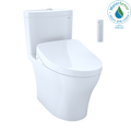 TOTO MW4463056CEMGN#01 WASHLET+  Aquia IV Two-Piece Elongated Dual Flush 1.28 and 0.9 GPF Toilet and Contemporary WASHLET S550e Bidet Seat , Cotton White