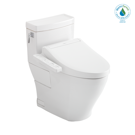 TOTO MW6263074CEFG#01 TOTOWASHLET+ Aimes One-Piece Elongated 1.28 GPF Toilet and WASHLET C2 Bidet Seat , Cotton White