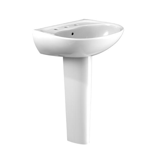 TOTO LPT241.8G#01 Supreme Oval Basin Pedestal Bathroom Sink with CEFIONTECT for 8 Inch Center Faucets , Cotton White