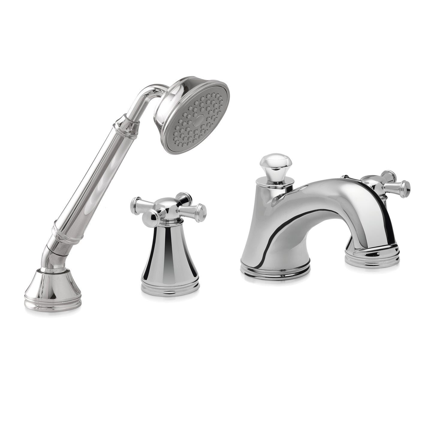 TOTO TB220S#CP Vivian Two Cross Handle Deck-Mount Roman Tub Filler Trim with Hand Shower , Polished Chrome