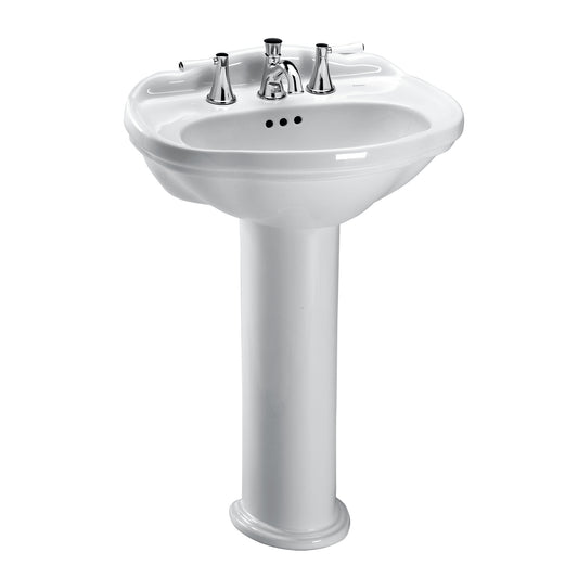 TOTO LPT754.4#01 Whitney Oval Pedestal Bathroom Sink for 4 Inch Center Faucets , Cotton White