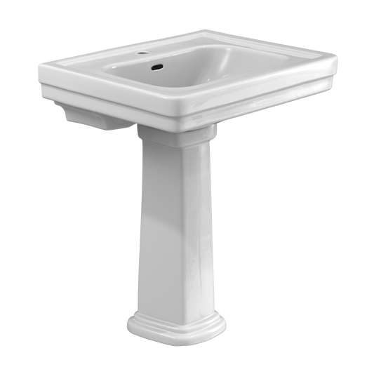 TOTO LPT530N#01 Promenade 27-1/2" x 22-1/4" Rectangular Pedestal Bathroom Sink for Single Hole Faucets , Cotton White