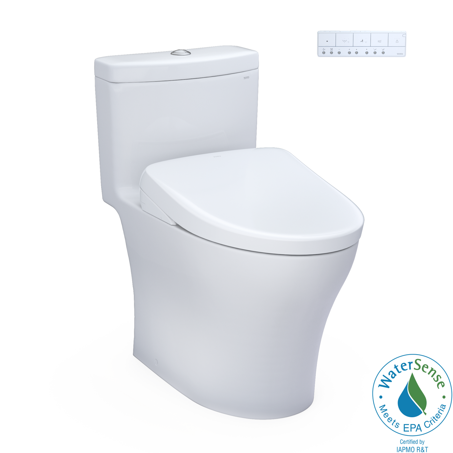 TOTO MW6464726CEMFGN#01 WASHLET+ Aquia IV One-Piece Elongated Dual Flush 1.28 and 0.9 GPF Toilet with S7 Contemporary Electric Bidet Seat , Cotton White