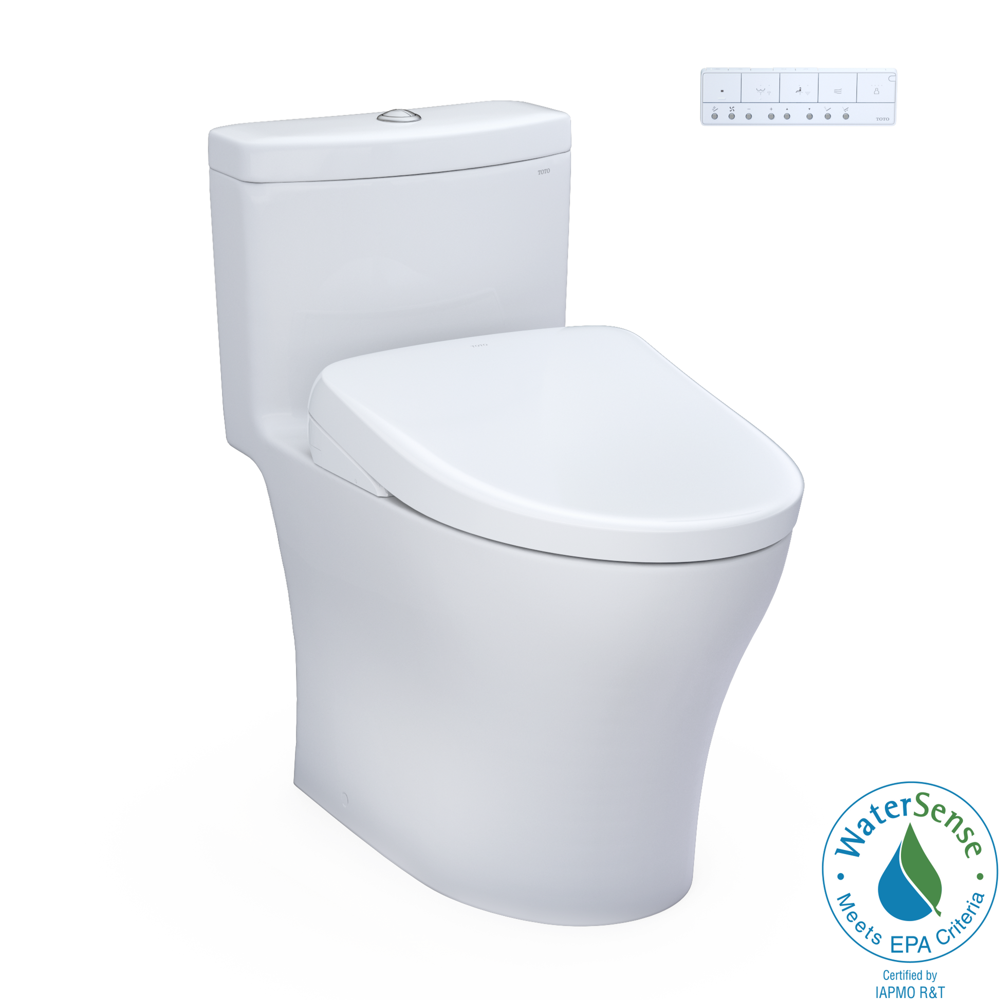 TOTO MW6464726CEMFGN#01 WASHLET+ Aquia IV One-Piece Elongated Dual Flush 1.28 and 0.9 GPF Toilet with S7 Contemporary Electric Bidet Seat , Cotton White