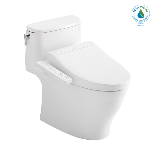 TOTO MW6423074CEFG#01 WASHLET+ Nexus One-Piece Elongated 1.28 GPF Toilet and WASHLET C2 Bidet Seat , Cotton White