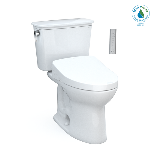 TOTO MW7863056CEG#01 Drake Transitional WASHLET+ Two-Piece Elongated 1.28 GPF TORNADO FLUSH Toilet with S550e Bidet Seat , Cotton White