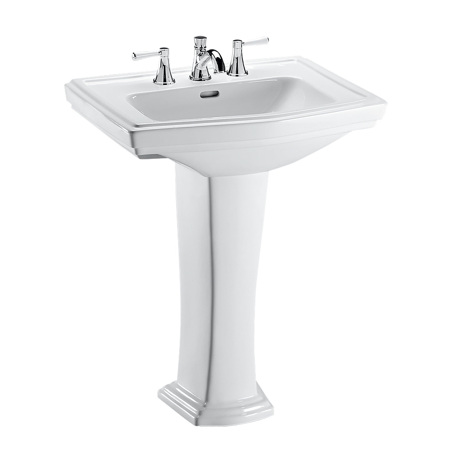 TOTO LPT780.4#01 Clayton Rectangular Pedestal Bathroom Sink for 4 Inch Center Faucets , Cotton White