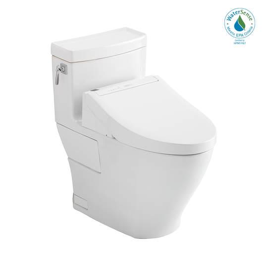 TOTO MW6263084CEFG#01 TOTOWASHLET+ Aimes One-Piece Elongated 1.28 GPF Toilet and WASHLET C5 Bidet Seat , Cotton White