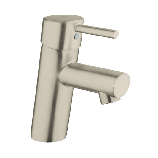 GROHE 34271ENA Concetto Brushed Nickel Single Hole Single-Handle S-Size Bathroom Faucet 1.2 GPM Less Drain