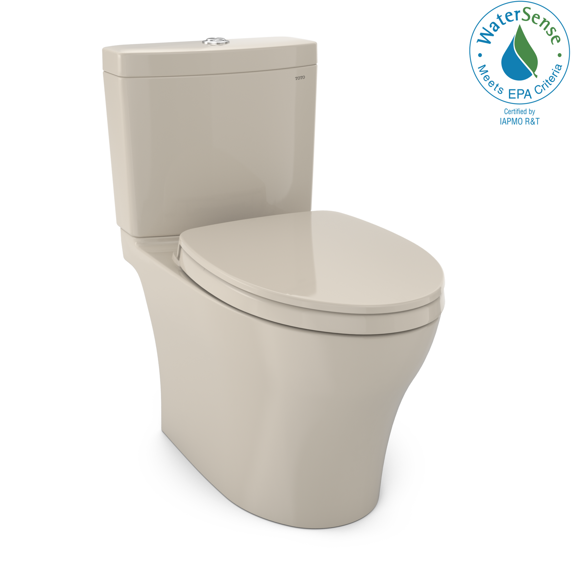 TOTO MS446124CEMGN#03 Aquia IV WASHLET+ Two-Piece Elongated Dual Flush 1.28 and 0.9 GPF Toilet with CEFIONTECT , Bone