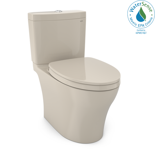 TOTO MS446124CEMGN#03 Aquia IV WASHLET+ Two-Piece Elongated Dual Flush 1.28 and 0.9 GPF Toilet with CEFIONTECT , Bone