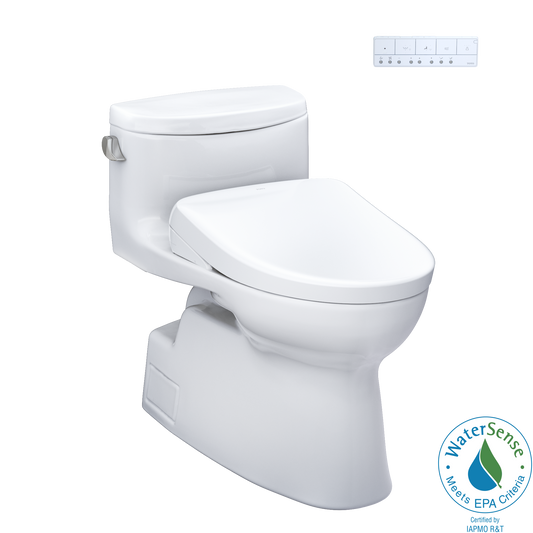 TOTO MW6444736CEFG#01 WASHLET+ Carolina II One-Piece Elongated 1.28 GPF Toilet and WASHLET+ S7 Contemporary Bidet Seat , Cotton White