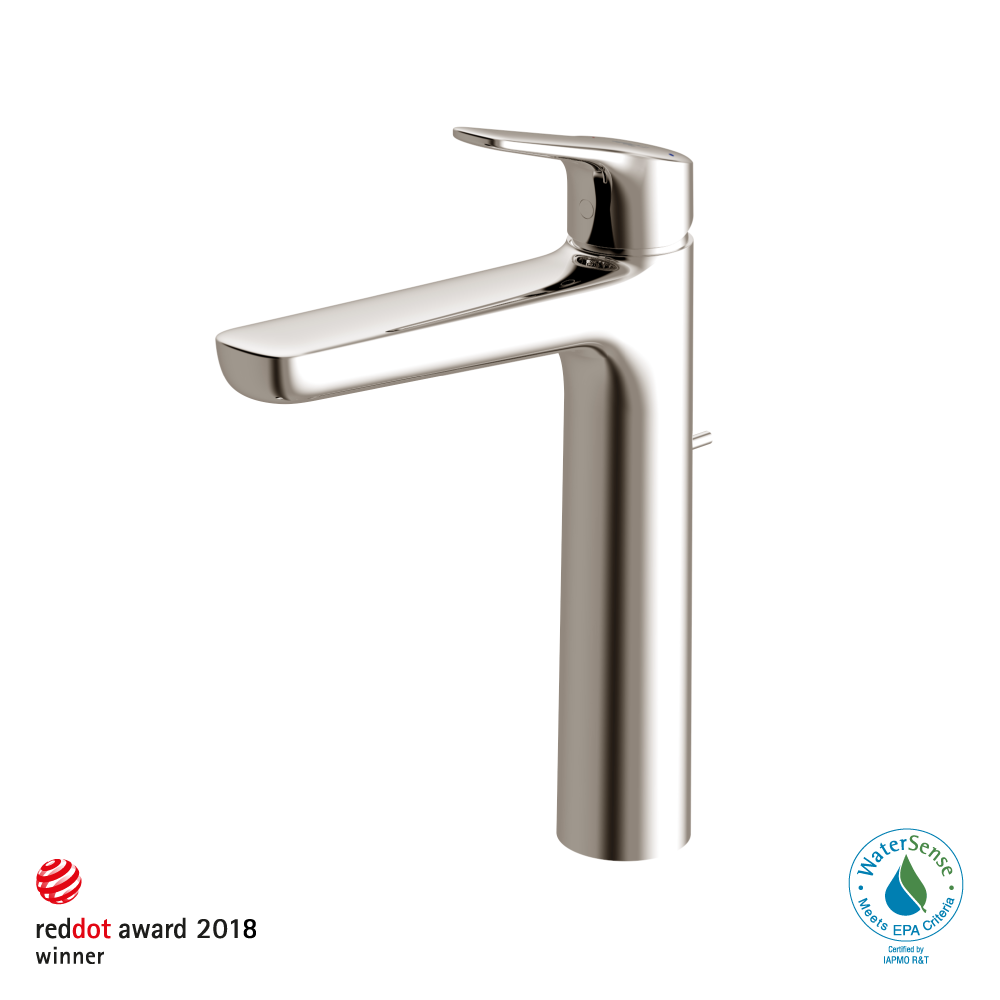 TOTO TLG03305U#PN GS Series Single Handle Bathroom Faucet for Vessel Sink with COMFORT GLIDE Technology and Drain Assembly , Polished Nickel