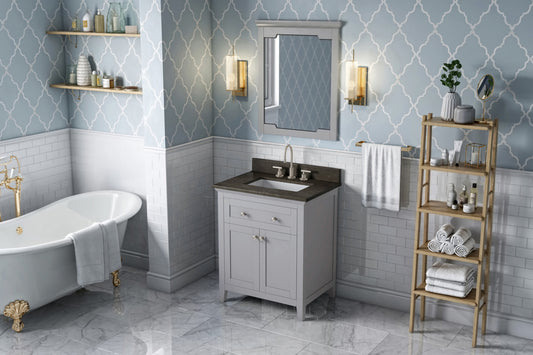 JEFFREY ALEXANDER VKITCHA30GRLSR 30" Grey Chatham Vanity, Blue Limestone Vanity Top, undermount rectangle bowl